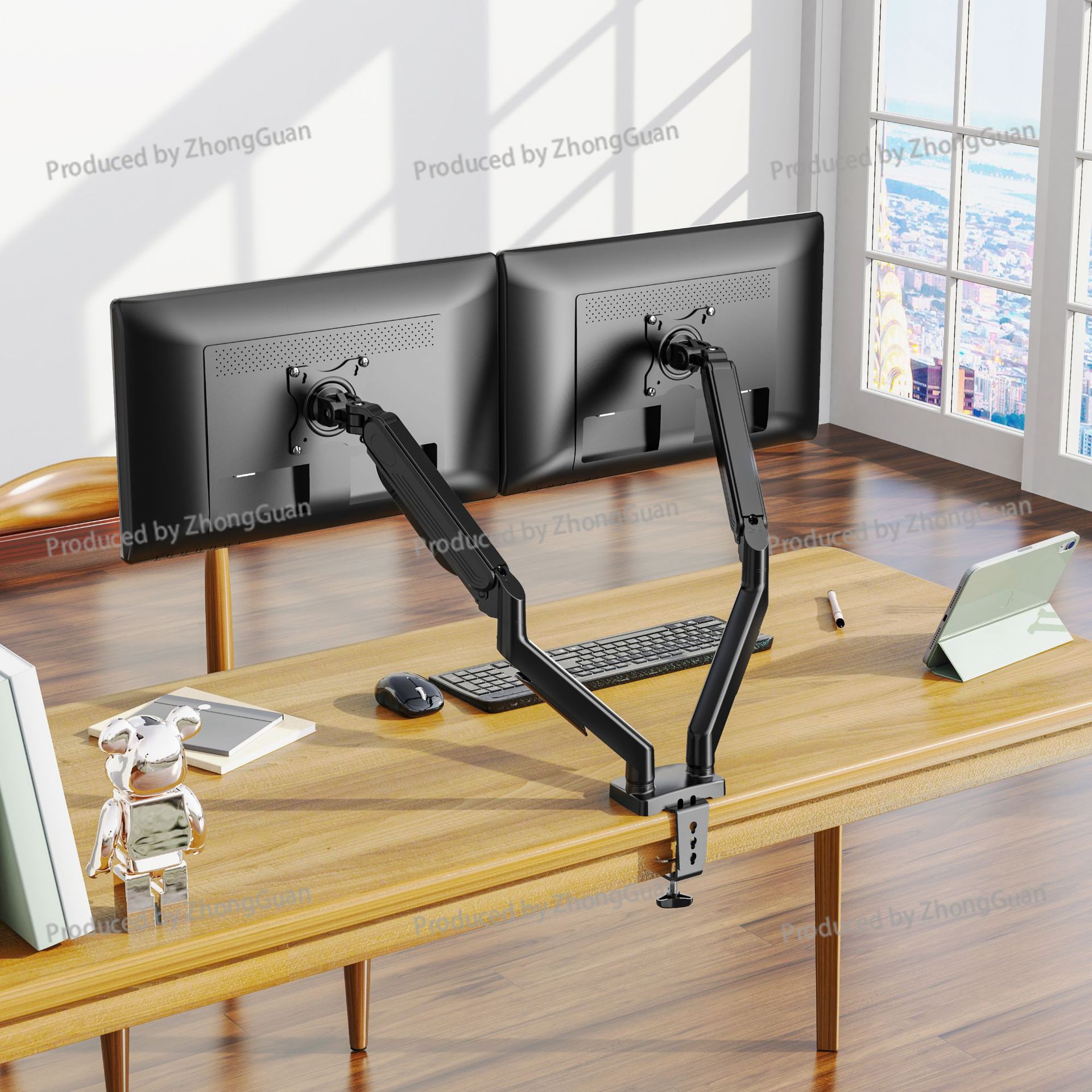가스 스프링 듀얼 암 모니터 마운트, 자유로운 높이 조 - Adjustable Monitor Mount 리뷰 및 가격