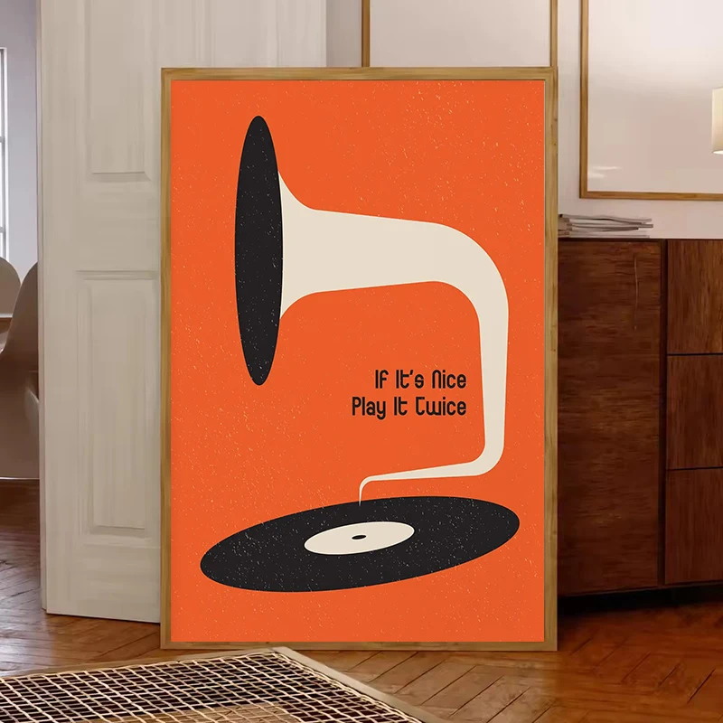 미드 센추리 비닐 레코드 캔버스 벽 아트 프린트, 거실 - Office Furniture Modern 리뷰 및 가격