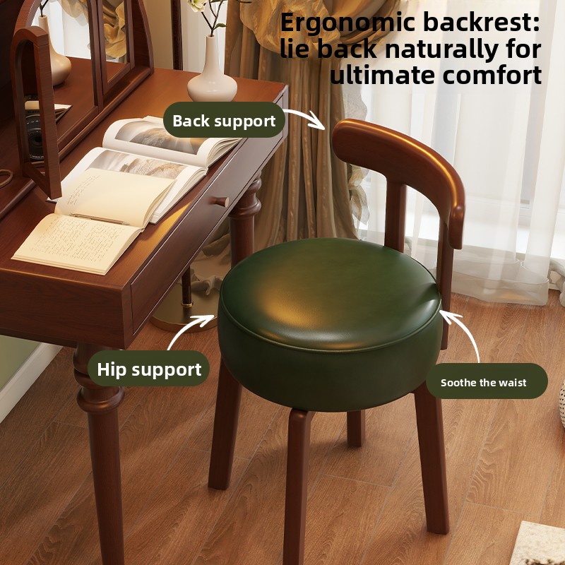 원목 회전 화장 의자, 가죽 쿠션, 침실 화장 의자,  - Office Furniture Modern 리뷰 및 가격