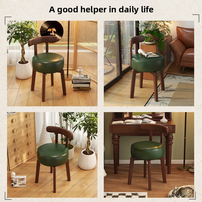 원목 회전 화장 의자, 가죽 쿠션, 침실 화장 의자,  - Office Furniture Modern 리뷰 및 가격