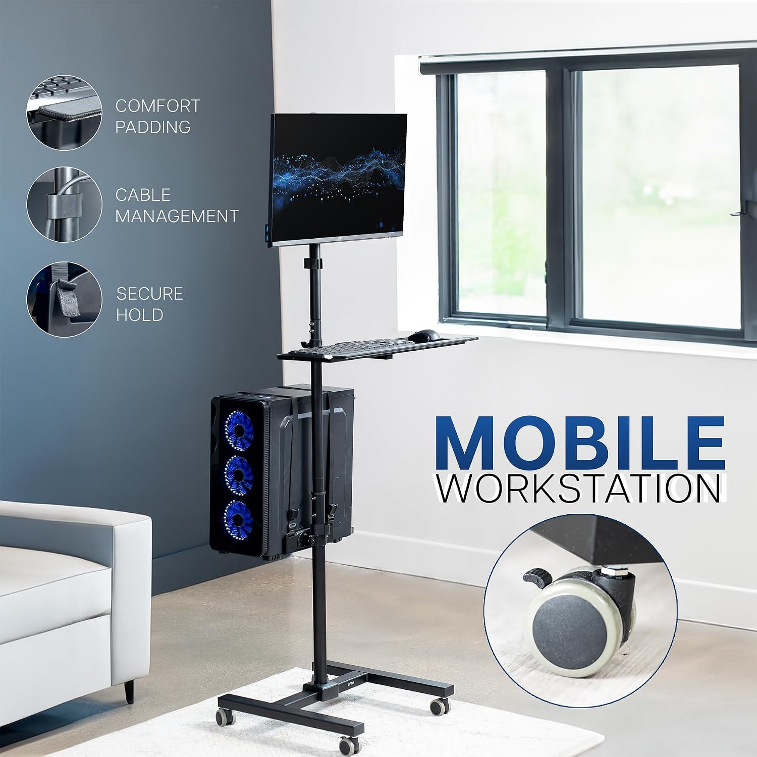 17~32인치 화면용 모니터 마운트가 있는 블랙 롤링  - Adjustable Monitor Mount 리뷰 및 가격
